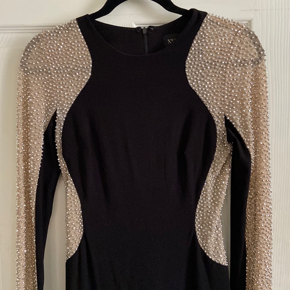 Beaded Rhinestone Illusion Body-con Dress